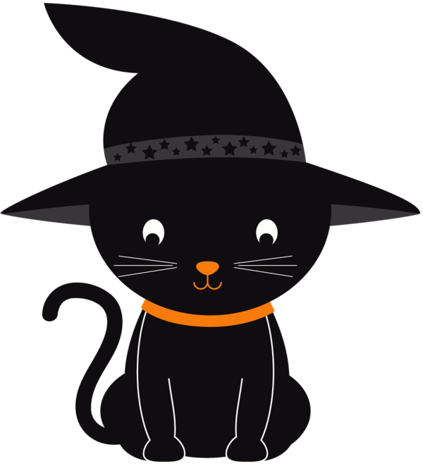 Transparent Halloween Digital Scrapbooking Drawing Cat Black for Halloween