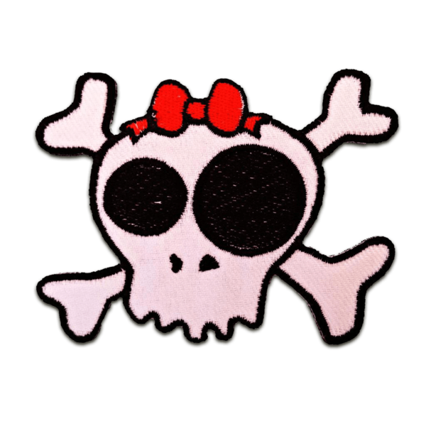 Transparent Embroidered Patch Totenkopf Skull Pink Bone for Halloween