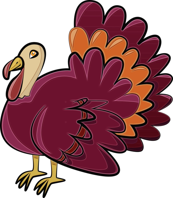 Transparent Cartoon Bird Turkey for Thanksgiving