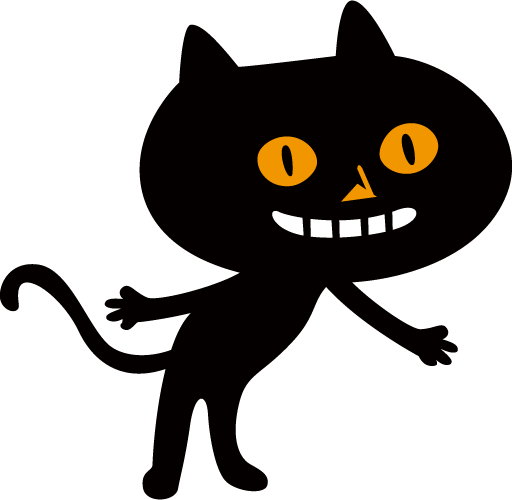 Transparent Cute smiling cartoon black cat for Halloween