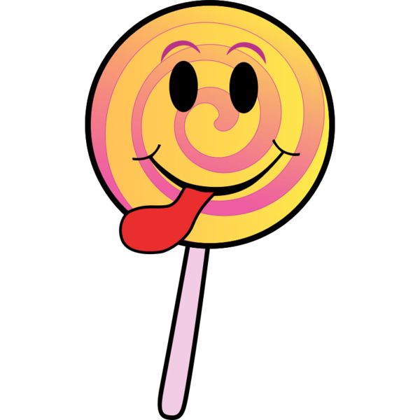 Transparent Lollipop Stick Candy Candy Yellow Facial Expression for Halloween