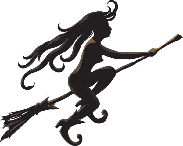 Transparent Witchcraft Silhouette Flying Witch for Halloween