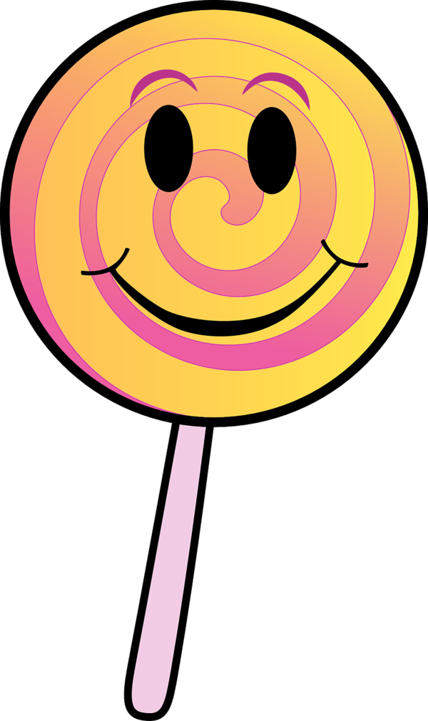Transparent Lollipop Candy Candy Cane Yellow Facial Expression for Halloween