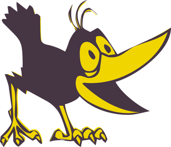 Transparent Crow Cartoon Drawing Yellow Beak for Halloween