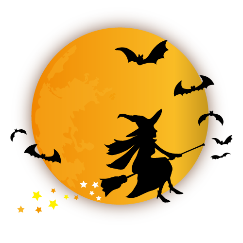 Transparent Halloween Witch Silhouette Yellow Orange for Halloween