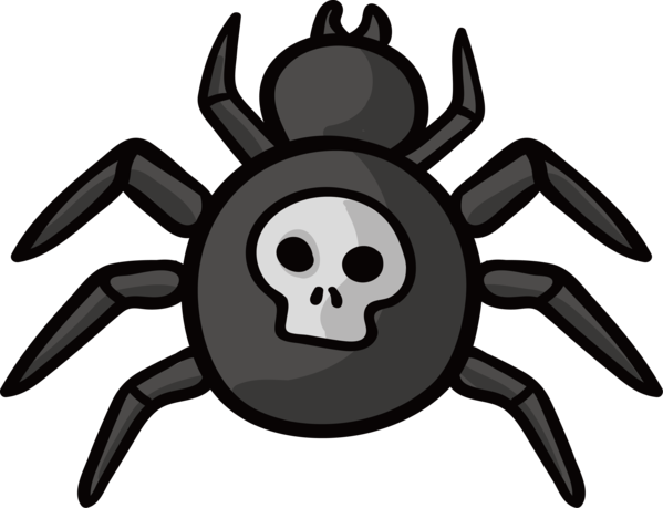 Transparent Spider Computer Graphics Black And White Pattern Symbol for Halloween