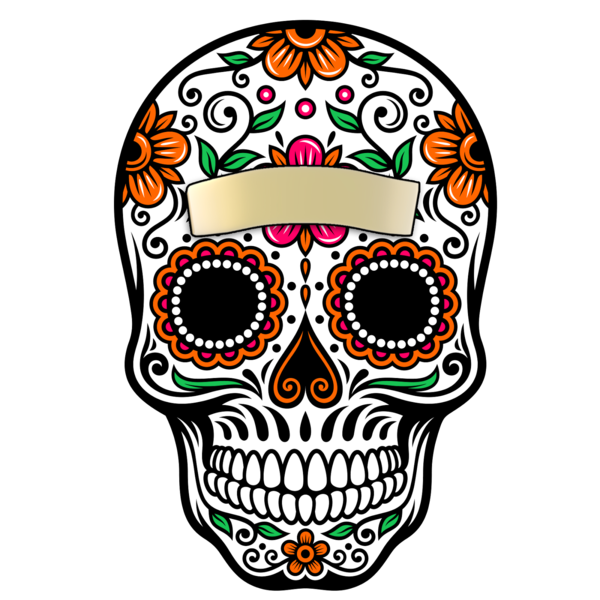 Transparent Calavera Day Of The Dead Skull Flower for Halloween