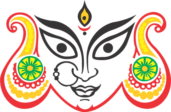 Transparent Durga Puja Drawing Durga Line Headgear for Dussehra