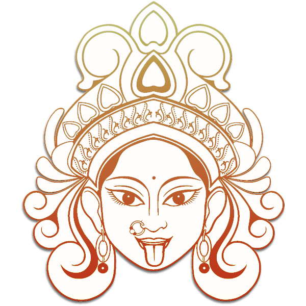 Transparent Kali Durga Devi Line Art Symmetry for Dussehra