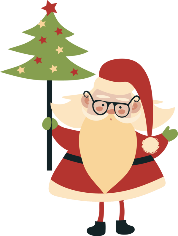Transparent Christmas Tree Santa Claus Christmas Day Cartoon for Christmas