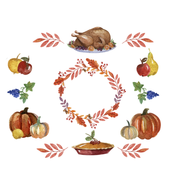 Transparent Thanksgiving
 Watercolor Pumpkin
 Turkey Meat
 Food
 Thanksgiving Wreath
 for Thanksgiving