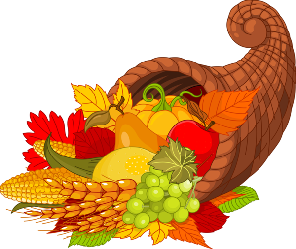 Transparent Thanksgiving Cornucopia Turkey Meat Natural Foods Fruit for Thanksgiving