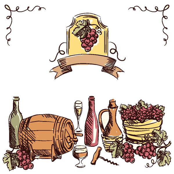 Transparent Wine Common Grape Vine Drawing Food for Thanksgiving