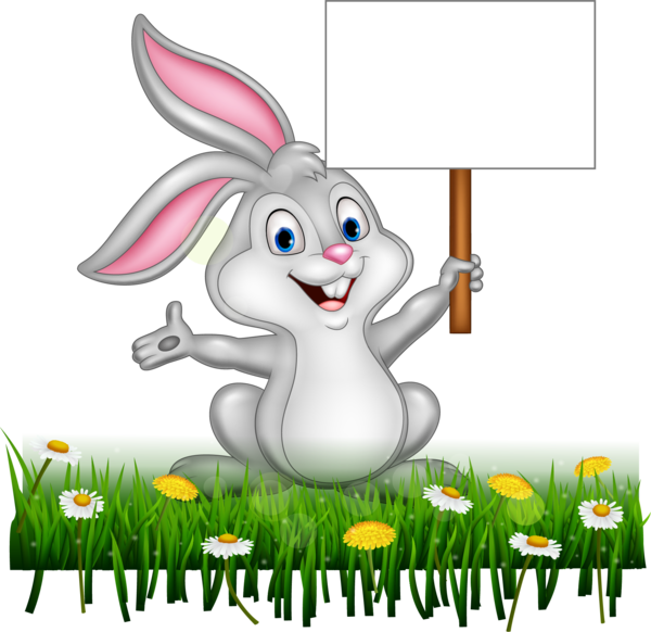 Transparent Rabbit Drawing Cartoon Plant Flower for Easter