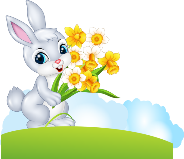 Transparent Easter Bunny Cartoon Easter Petal Plant for Easter