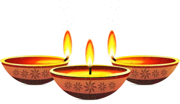 Transparent Diya Diwali Lamp Bowl Orange for Diwali