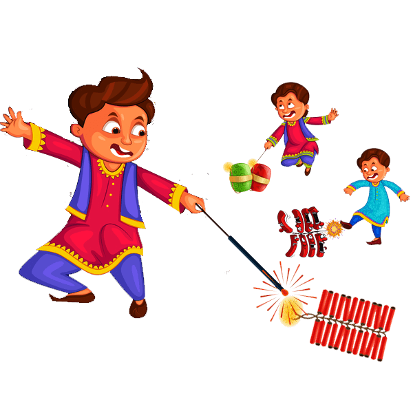 Transparent Diwali Firecracker Child Cartoon Play for Diwali