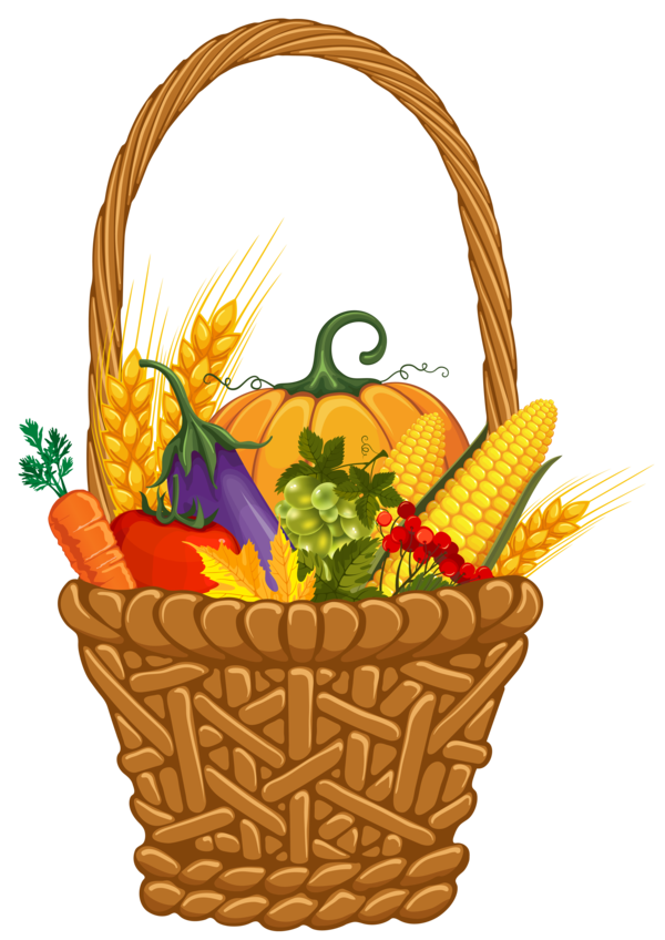 Transparent Autumn Harvest Basket Flower Commodity for Thanksgiving
