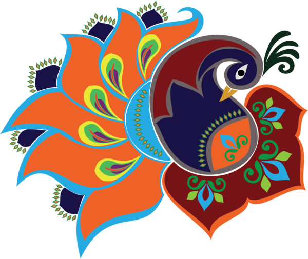 Transparent Diwali Peafowl Drawing Flower for Diwali