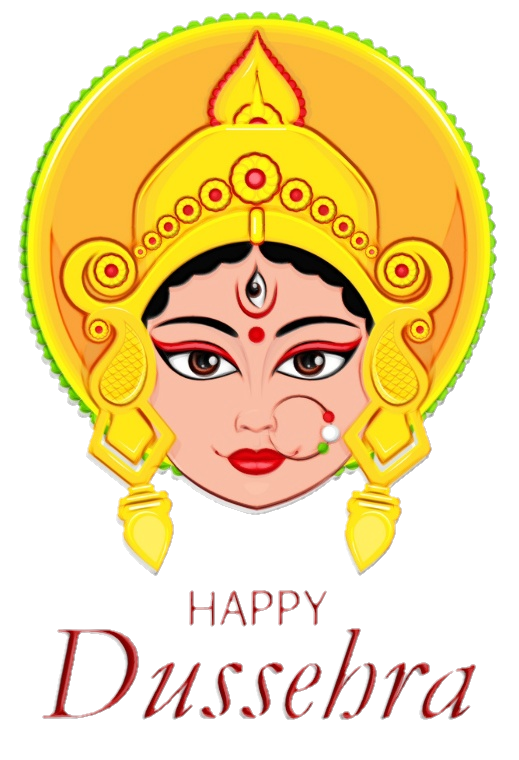 Transparent Dussehra Greeting Note Cards Durga Head Yellow for Dussehra