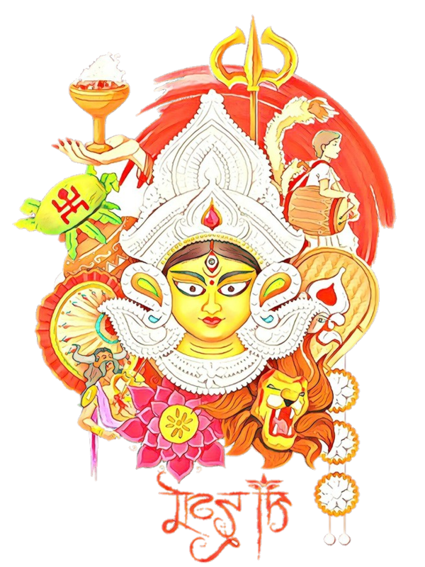 Transparent Durga Durga Puja Navaratri  for Dussehra