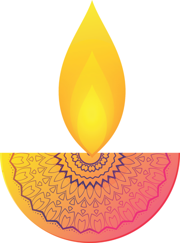 Transparent Diwali Oil Lamp Lamp Yellow Orange for Diwali