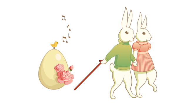 Transparent Easter Bunny Rabbit Couple Food for Easter