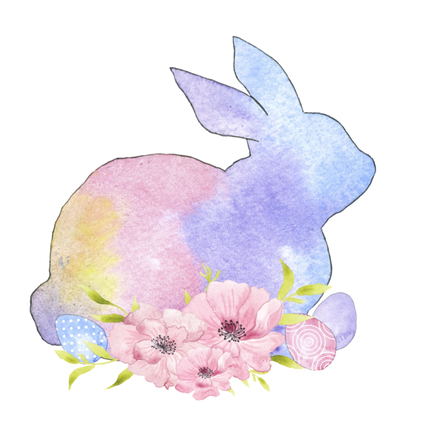 Transparent Rabbit Watercolor Painting Easter Bunny Plant for Easter