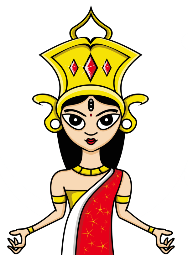 Transparent Durga Puja Durga Buddhism Yellow Cartoon for Dussehra