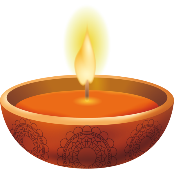 Transparent Candlestick Hanukkah Candle Orange Wax for Diwali