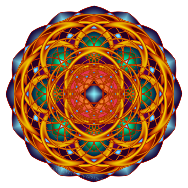 Transparent Mandala Sacred Geometry Fractal Orange Circle for Diwali