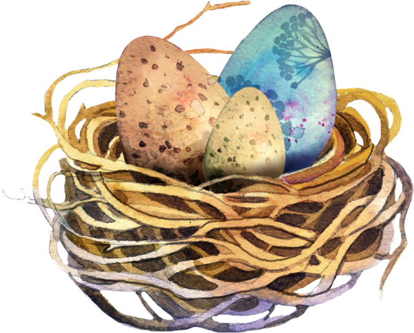 Transparent Easter Egg Watercolor Painting Easter Food Basket for Easter
