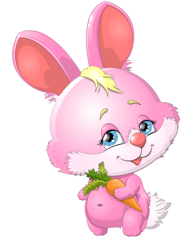 Transparent Easter Bunny Angora Rabbit Bugs Bunny Pink Flower for Easter