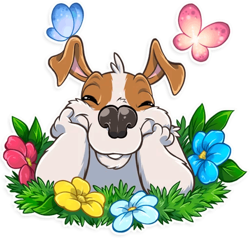 Transparent Puppy Dog Floral Design Plant Flower for Easter