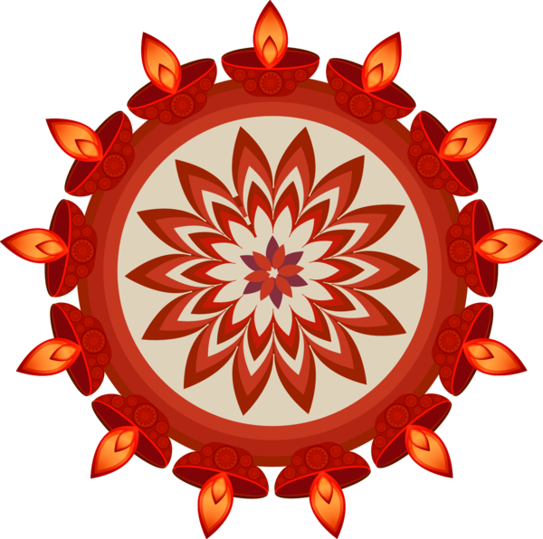 Transparent Rangoli Diwali Diya Flower Symmetry for Diwali