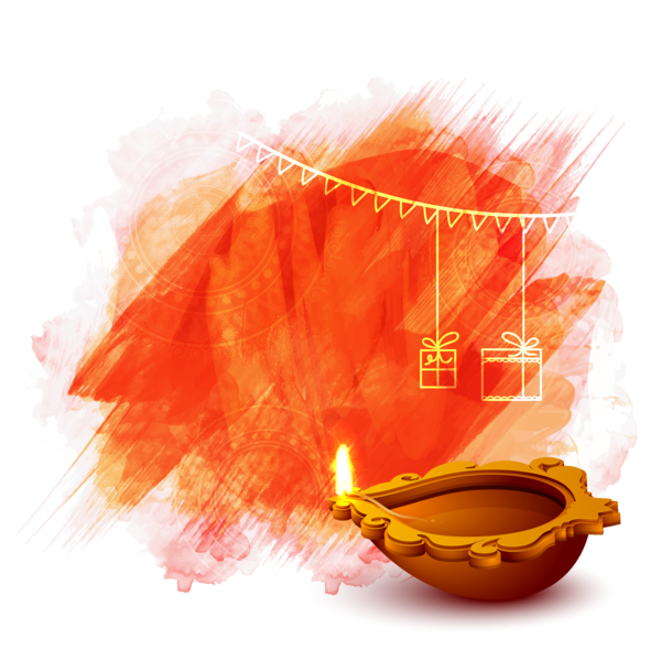 Transparent Diwali Diya Wish Orange for Diwali