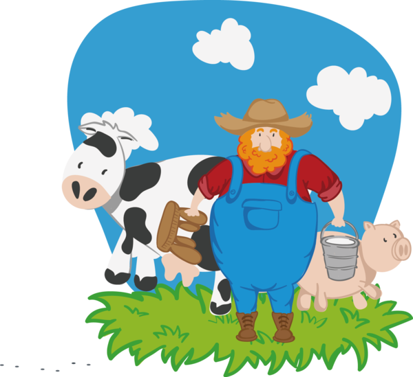 Transparent Cattle Farmer Cartoon Livestock Pig for Thanksgiving