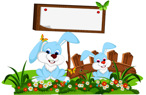 Transparent Easter Bunny Cartoon Rabbit Flower for Easter