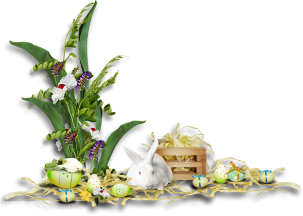 Transparent Easter Easter Bunny Floral Design Plant Flower for Easter