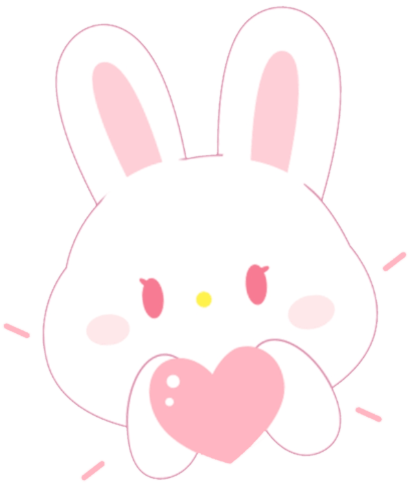 Transparent Easter Bunny Heart Whiskers Pink Nose for Valentines Day
