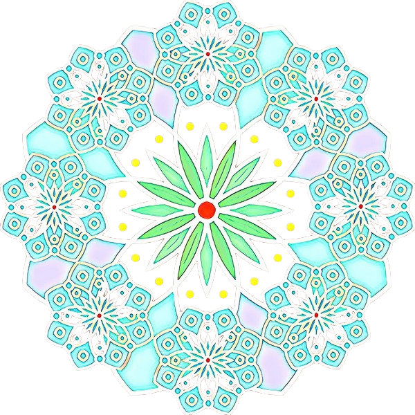 Transparent Floral Design Flower Drawing Textile Circle for Diwali