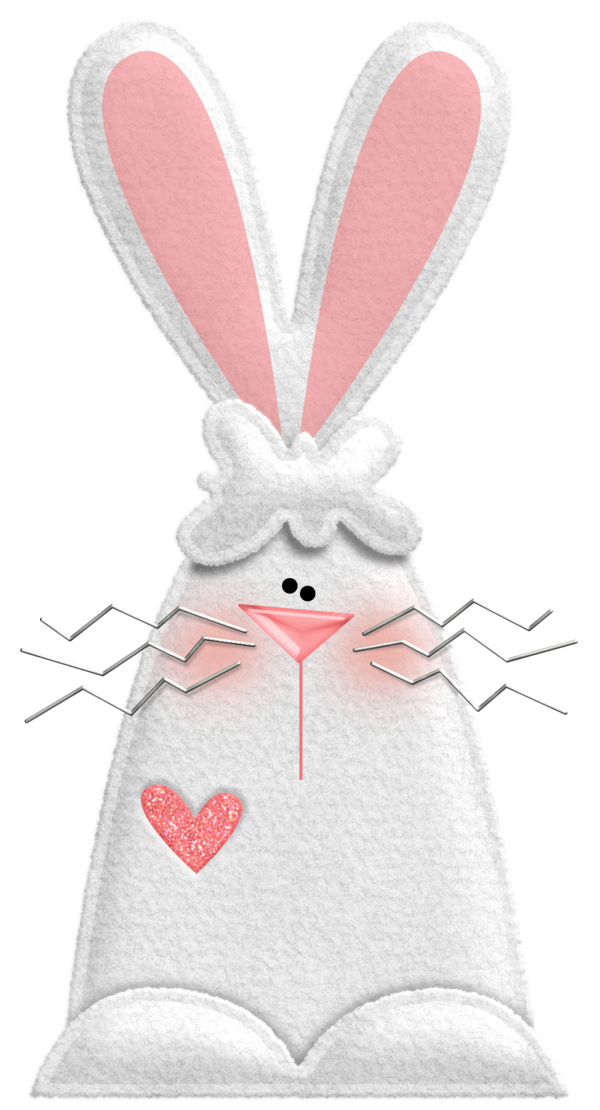 Transparent Easter Bunny Rabbit Hare Pink Heart for Valentines Day