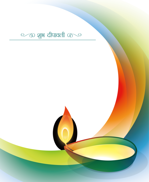 Transparent Candle Flame Candlestick Text Line for Diwali
