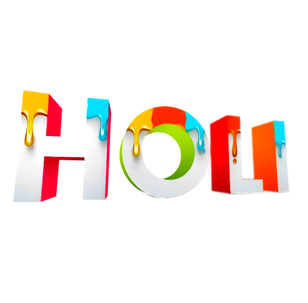 Transparent Holi Greeting Note Cards Wish Text Logo for Holi