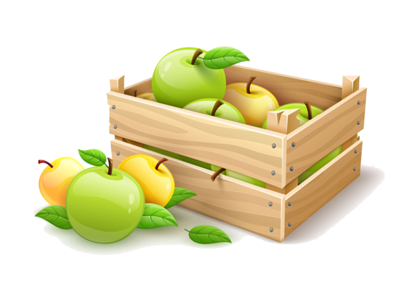 Transparent Wooden Box Crate Box Apple Granny Smith for Thanksgiving