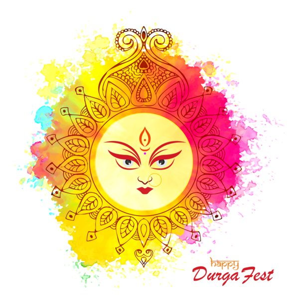 Transparent Durga Navaratri Durga Puja Yellow Smile for Dussehra