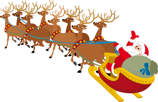 Transparent Santa Claus Reindeer Sled Holiday Christmas Ornament for Christmas