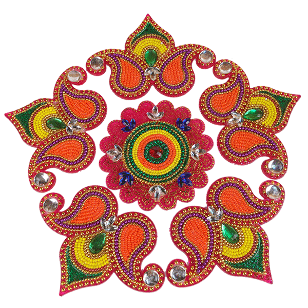 Transparent Rangoli Visual Arts Diwali Textile Circle for Diwali