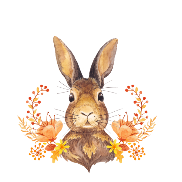 Transparent Autumn Watercolor Painting Paper Hare Rabbit for Thanksgiving