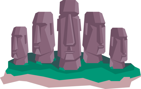 Transparent Moai Hanga Roa Stone Sculpture Purple Magenta for Easter